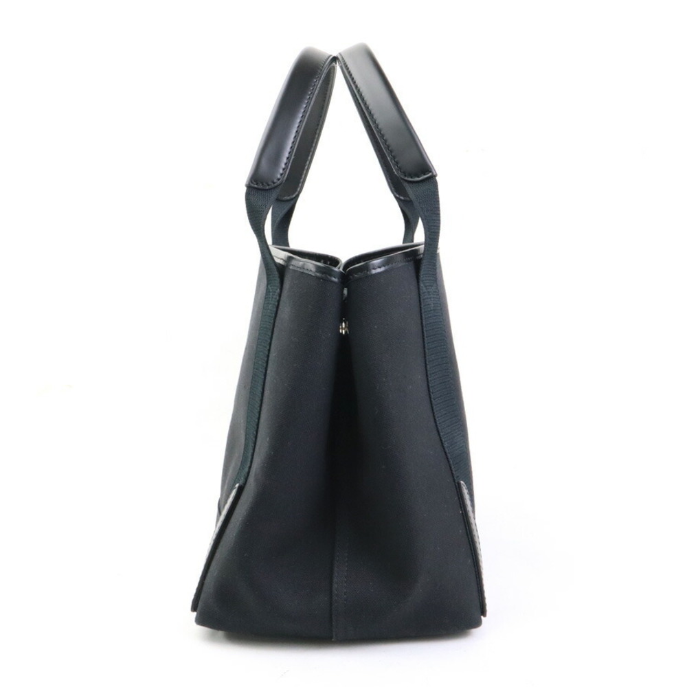 Balenciaga Navy Blue Cabas Shoulder Canvas Leather Tote Bag Black - Picture 2 of 4
